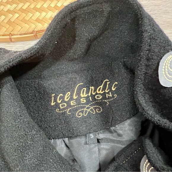 Icelandic design black‎ wool art to wear swing coat - Picture 4 of 7